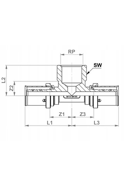 PİPELİFE Racord triplu cu filetare PEX ALUPEX Ø 32 x 1/2 " x 32 GW