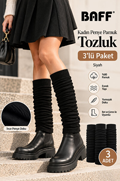 Baff 3'lü Kadın Penye Pamuklu Tozluk