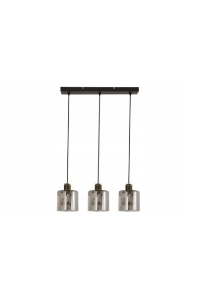 Reality Lustră suspendată NEAGRĂ, candelabru glamour NEGRU, cu 3 abajururi di...