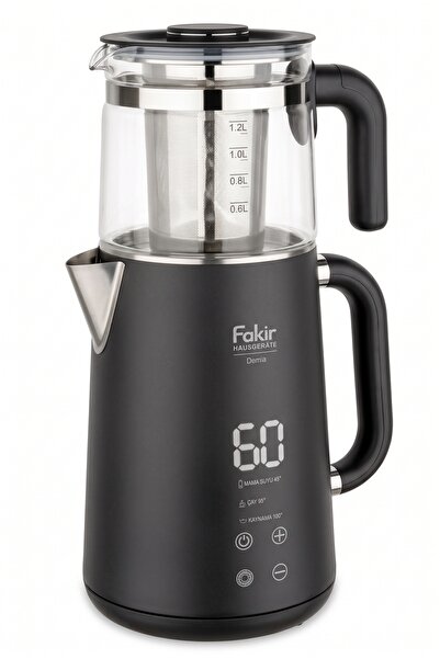 Fakir Demia Çelik Çay Makinesi Dijital LED Ekran 1,7 L Su Isıtıcı 1.2 Lt Cam ...