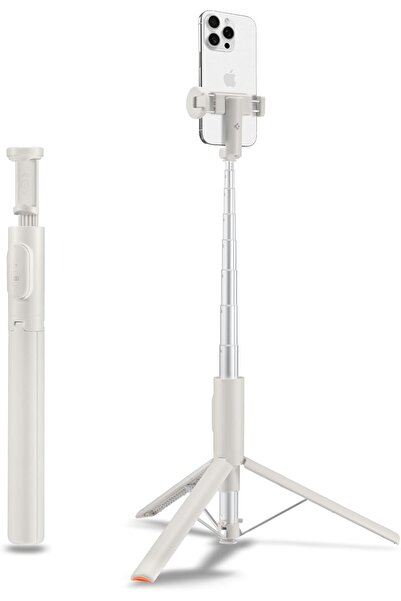 Kablosuz Bluetooth Selfie Çubuğu Uzaktan Kumandalı Tripod / 1.4 Metre Kolay Taşınabilir S541W Beige