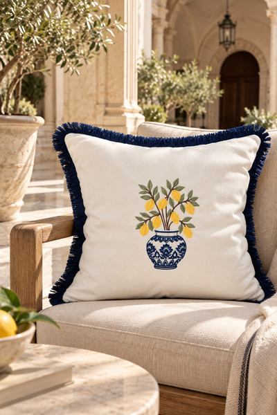 Pilloveland Premium bestickter und mit Fransen verzierter Kissenbezug – 43*43...