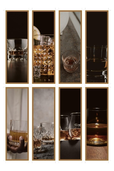 OEM Set 8 Semne de Carte cu Tematica Pahar de Whiskey, Design Elegant, Carton...