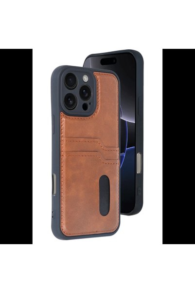 Newface Apple iPhone 16 Pro Max Kılıf Sara Kartvizitli Deri Kılıf