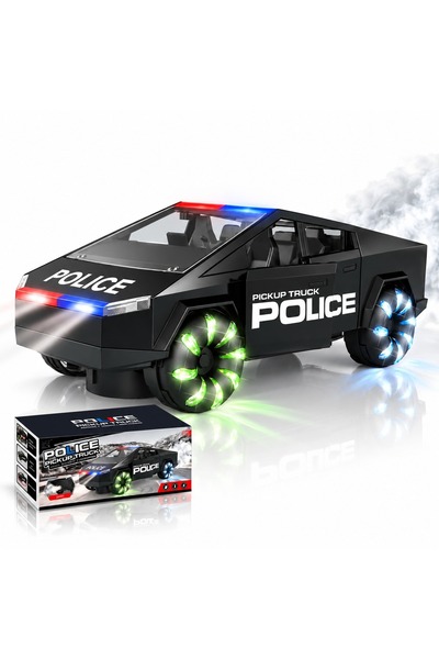 Printisor Jucărie Mașină de Poliție pentru Copii Tesla Cybertruck, Efect de F...