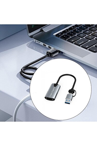 HU04A Type-C/USB A To 4K 60Hz 1080P HDMI Video Capture Yakalama Hub Adaptör