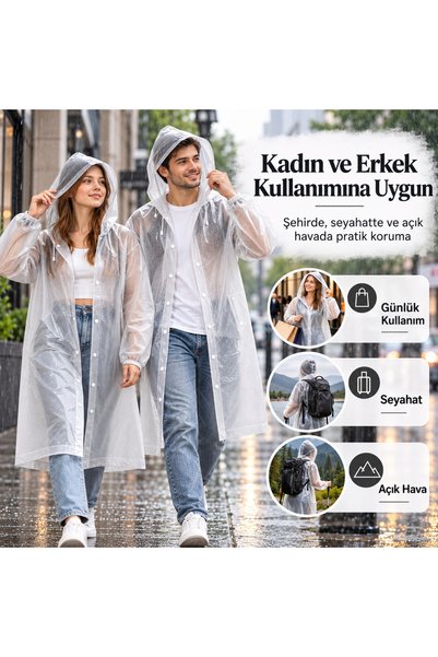 Coverzone Pelerină de ploaie lungă cu glugă, unisex, rezistentă la apă, ușoară, pliabilă, din EVA, pentru femei și bărbați, cu design cu capse, YK98