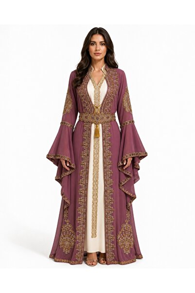 MOHAMED ZAHABI Women's Long Caftan with Handwork Stones and Embroidery on It ...