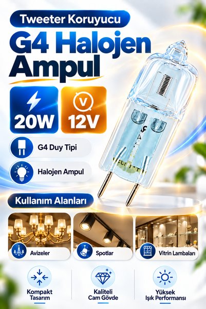 FIRSAT YOLU G4 12V 20W Halojen Kapsül Ampul İğne Ayaklı Avize Spot Vitrin Ampulü