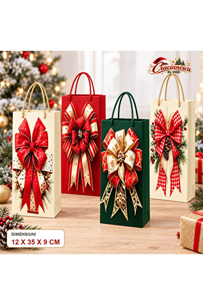 Craciunescu By DBR Punga Cadou de Craciun 12 x 35 x 9 cm, Decor cu Funda -