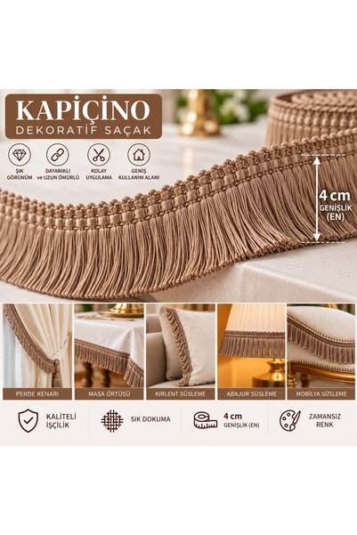 Esteks Dantel ve Tekstil Aksesuarları Yüksek Kalite ip Saçak Kapiçino Püskül ...
