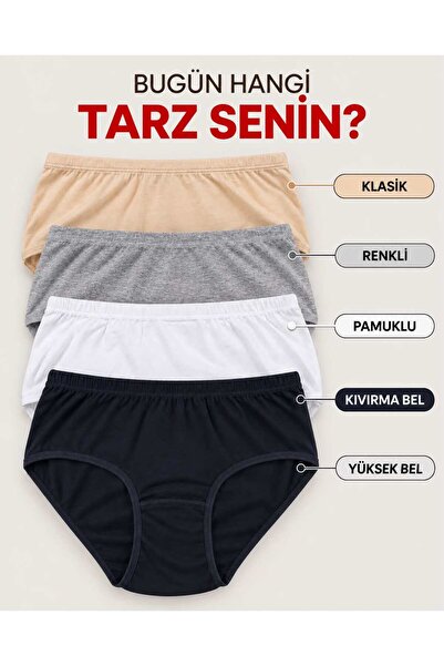 İki Yıldız 6-Pack 100% Cotton High-Waisted Ribbed Panties