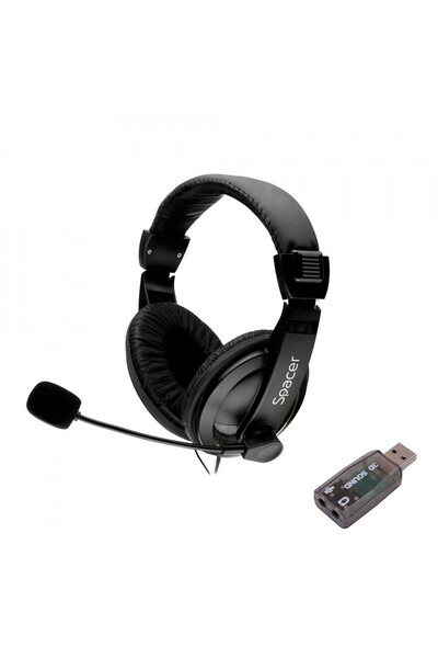 SPACE&R Casti cu micr. Spacer USB 2.0, negru