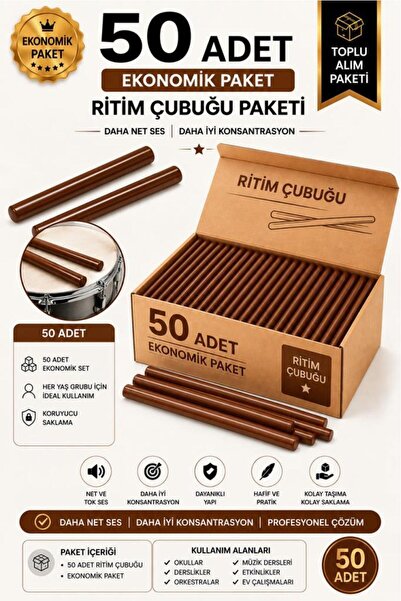 Örf-BT-25BRW-25X Kahverengi Ritim Çubuğu Örf Aletleri Seti 25 cm Karbon Fiber Toptan Paket (25 Çift Tek Renk)