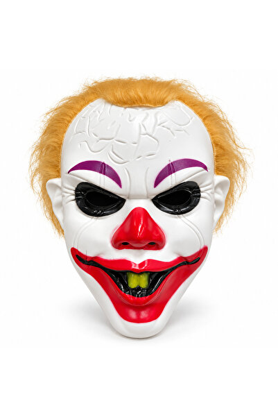 Generic Brand Mască Clovn Horror pentru Halloween cu Păr Sintetic și Bandă El...
