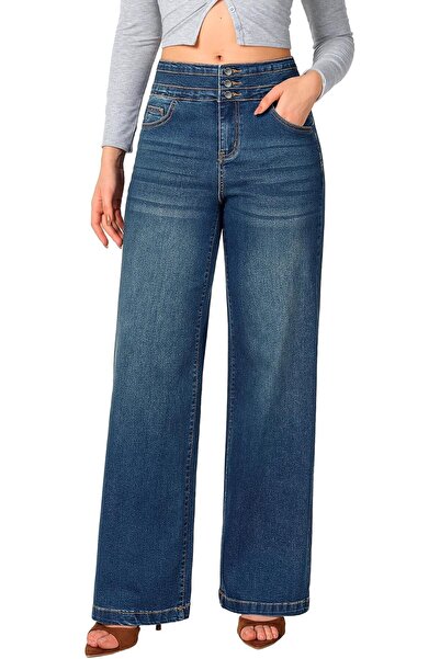 GENERAL roswear Women's Wide Leg Jeans Casual High Waisted Stretch Baggy Loos...