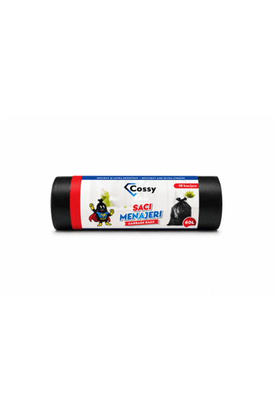 COSSY Pungi de uz casnic LDPE ultra rezistente, 60 L, 10 bucăți