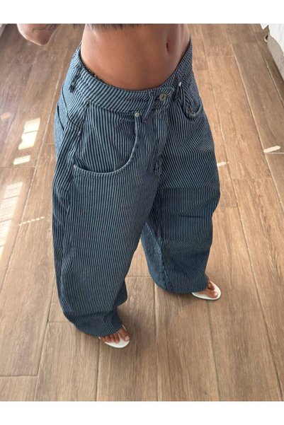 neslihansarıca Stylish Trousers Striped Trousers Loose Trousers