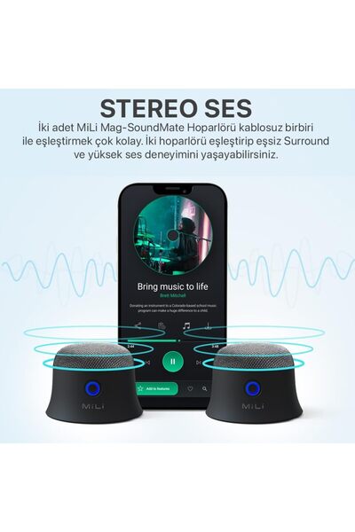TinyBox Mag-Soundmate MagSafe Uyumlu Mini Taşınabilir Bluetooth Hoparlör Beyaz
