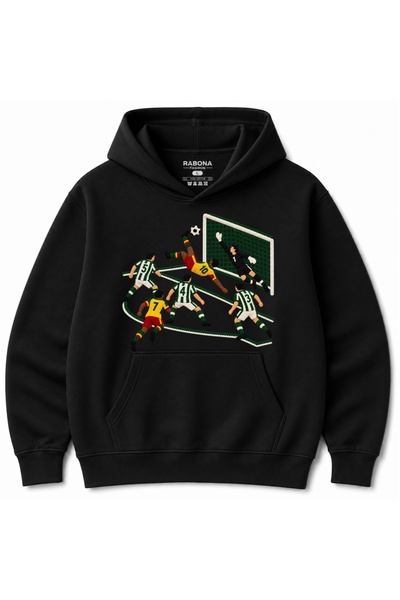 Rabona Fashion Κίτρινο Κόκκινο Ροβεσάτα – Πράσινο Λευκό Φούτερ με Σχέδιο Τέχν...