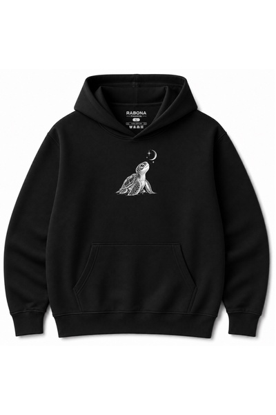 Rabona Fashion Moonlit Journey Turtle & Crescent Graphic Hoodie