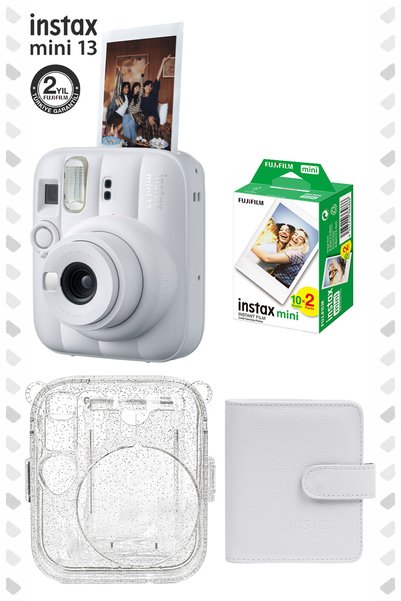 Fujifilm Instax Mini 13 Clay White Fotoğraf Makinesi Deri Albüm Pleksi Kılıf ...