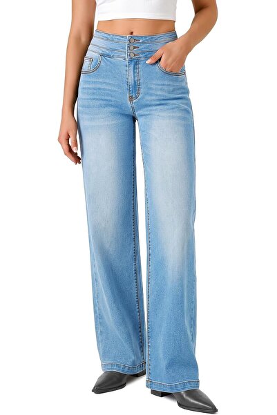 GENERAL roswear Women's Wide Leg Jeans Casual High Waisted Stretch Baggy Loos...