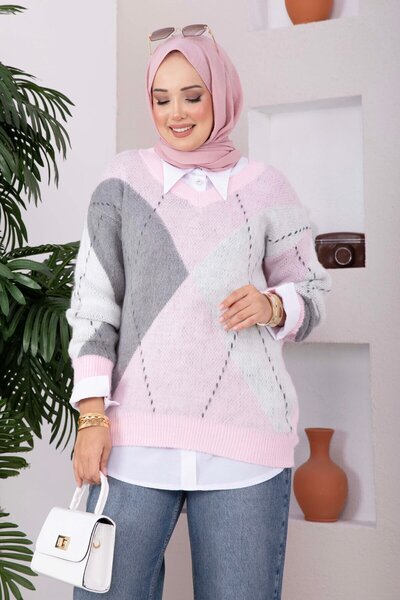 EBRUTESETTÜR Baklava Pattern Knitwear Sweater Powder