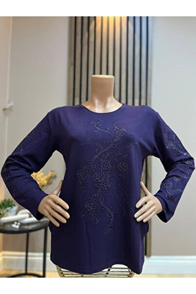AKMAVİ Women's Daisy Patterned Winter Mother Combed Cotton Blouse for Middle ...