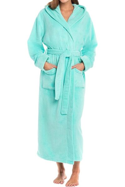 Alexander Castle Alexander Del Rossa womens Robe, Long Plush Bathrobe With Ho...
