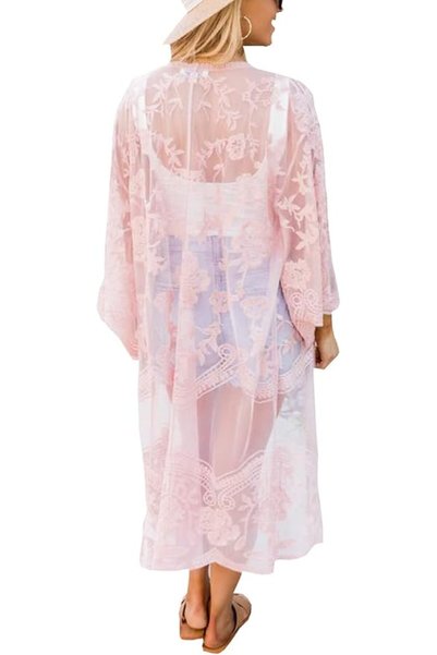 YouKD Women's Lace Cardigan See Through Dress Boho Long Kimono Beach Swimsuit...