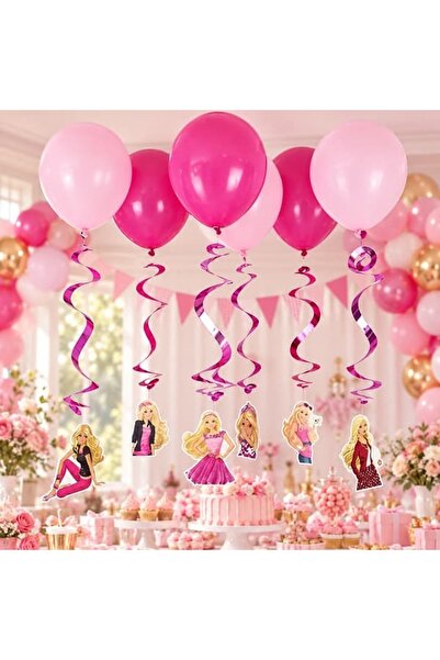 parti show Barbie Balonlu Tavan Süsü 6'lı