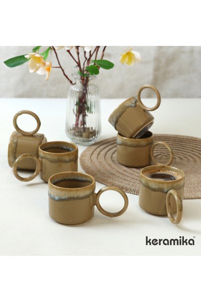 Keramika FINCAN CAY STACKABLE HALKA KULPLU 08 CM REAKTİF SHIZEN TOPRAK