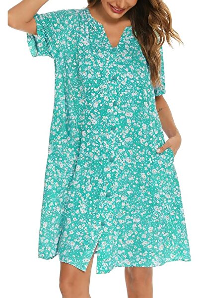 GENERAL YOZLY House Dress Women Cotton Duster Robe Short Sleeve Housecoat But...