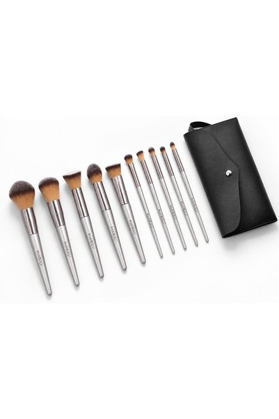 BLUEDOES 10-Piece Professional Makeup Brush Set with Travel Case, Soft Synthe...