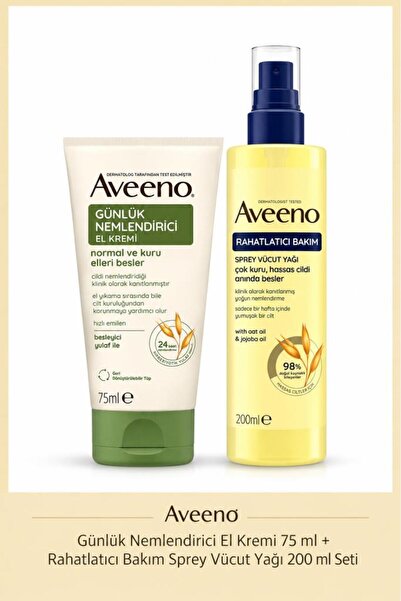 AVEENO Rahatlatıcı Bakım Sprey Vücut Yağı 200 ml + Günlük Nemlendirici El Kre...