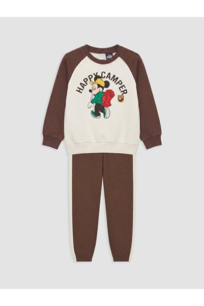 LC Waikiki Rmz Gi̇yi̇m Farkiyla Color Block Mickey Mouse Printed Boys' Set