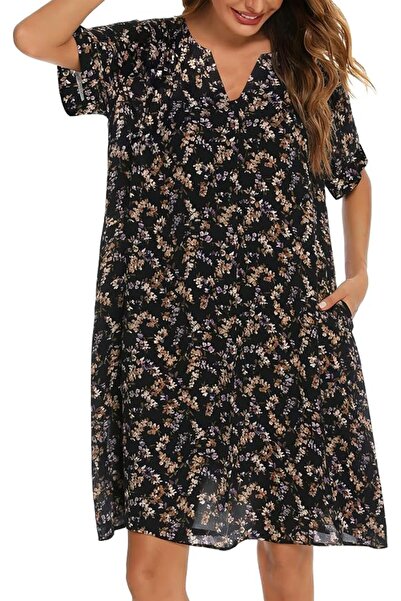 GENERAL YOZLY House Dress Women Cotton Duster Robe Short Sleeve Housecoat But...