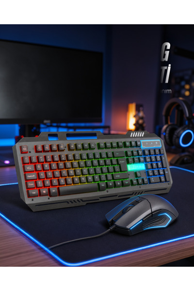 ECRUZ Işıklı Mekanik Gaming Klavye ve Fare Seti PG8018