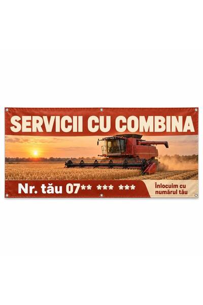 ShopPrint Banner servicii cu combina cu numărul tău, 100x50 cm, frontlit cu t...