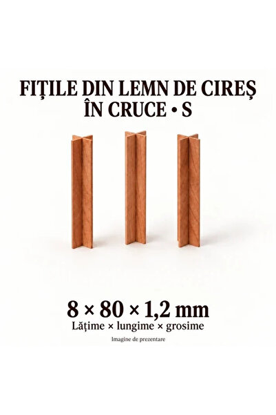 OEM Fitile din lemn de cireș în cruce (+), S, 8 × 80 × 1,2 mm, pentru lumânăr...