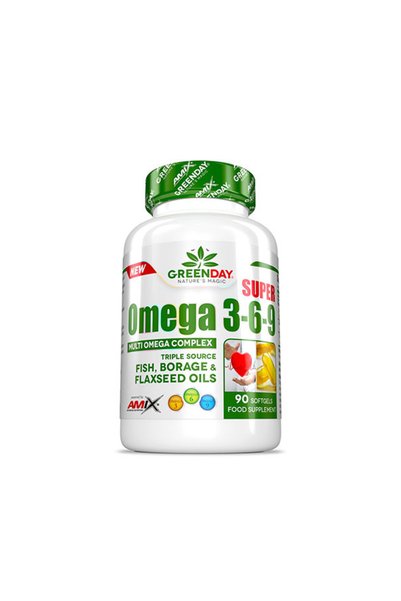 AMIX Greenday Super Omega 3-6-9 - Acizi grași esențiali, 90 capsule moi