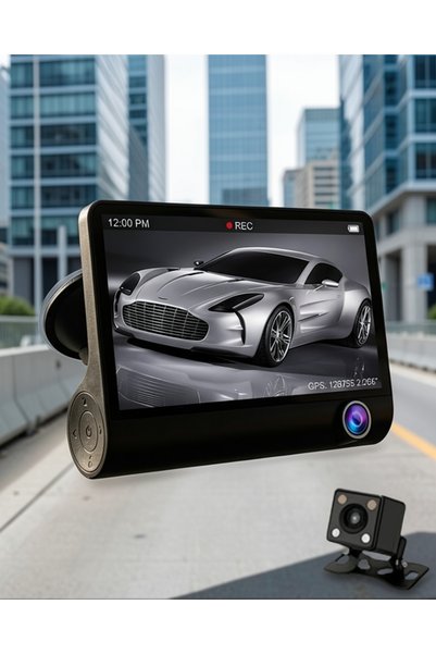 ECRUZ Araç DVR Kamera Çift Lensli 4 İnç Ekranlı G Sensörlü