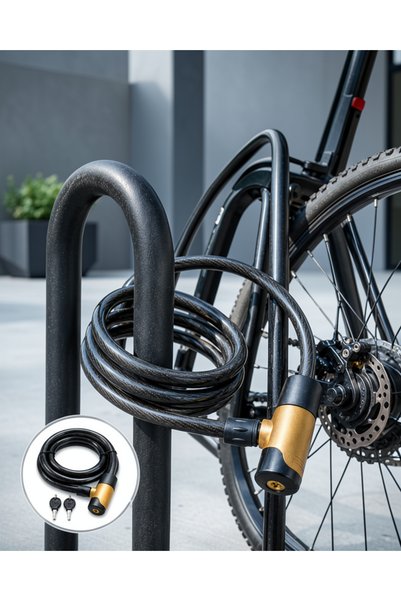 ASTRALTECH 200 cm Çelik Halatlı Motosiklet Kilidi Anahtarlı