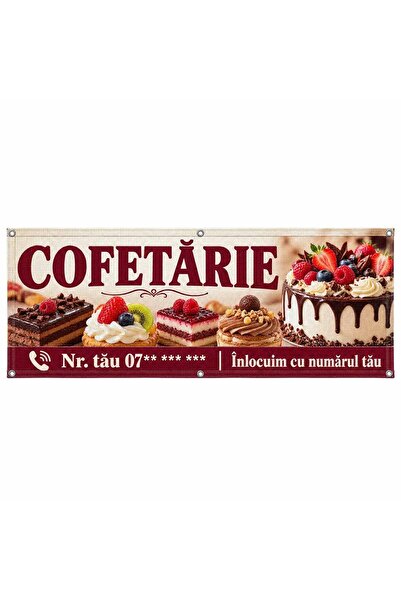 ShopPrint Mesh cofetărie cu numărul tău, 300x120 cm, mesh cu tiv și capse