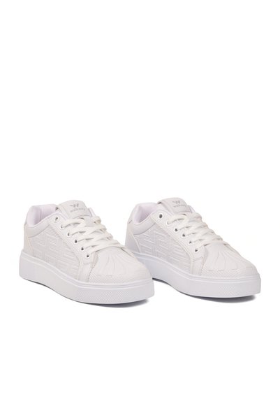 WALKWAY White Lace-Up Thick-Soled Comfortable Stylish Unisex Casual Walking and Sports Shoes Sneaker 26201 g