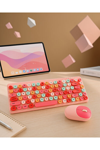 ECRUZ Retro Tarz Bluetooth 5.1 Klavye 6 Ay Pil Ömrü