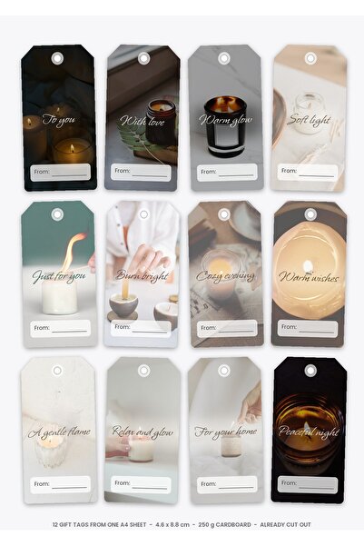 OEM Etichete Cadou Lumina Lumanarii, Set 12 Bucati, Carton Premium 250g, 4.6x...