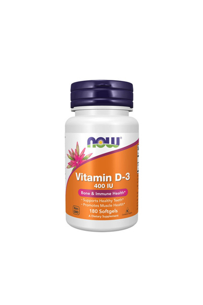 Now Vitamin D-3 400 IU - Vitamina D3, 180 capsule moi