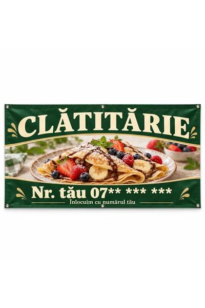 ShopPrint Banner clătitărie cu numărul tău, 150x75 cm, frontlit cu tiv și capse